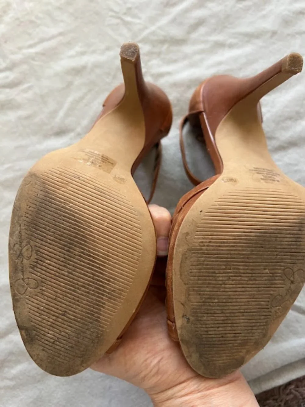 Jessica Simpson Brown Jeraldine Peep-Toe T-strap Heels Shoes Size 7.5M